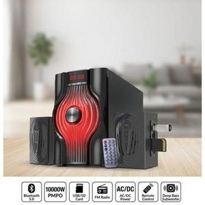 Ampex AX300BT 2.1 Channel Hi-Fi Active Subwoofer Speaker System - 10000W PMPO, Bluetooth, FM Radio, USB/SD Card Player - AC/DC Power