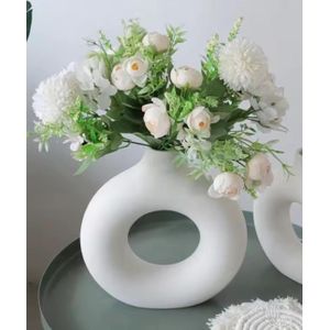 White Modern Home Decor For Flowers Donut Vase Hollowfor Wedding Dinner Table Party Living Room Office Bedroom