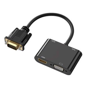 VGA to HDMI Adapter, Dual Display 1080P and 3.5mm Audio for Computer, Desktop, Laptop, PC, Monitor-Black