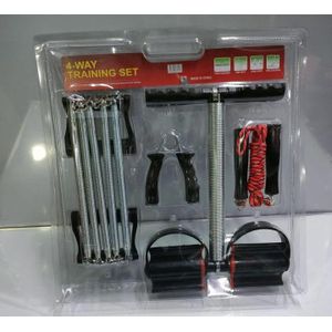 Amazing 4-in-1 Home Gym Training Set - Tummy Trimmer, Hand Grip, Chest Pull & Jump Rope