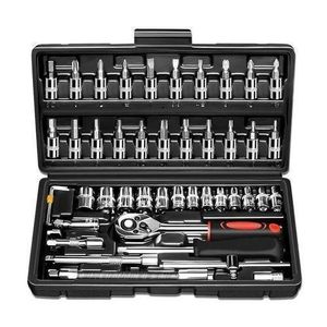 46pcs Socket Wrench Tools Key Hand Tool Set Wrench Garage Tools Car Wrenchs Ratchet Repair Tool Box