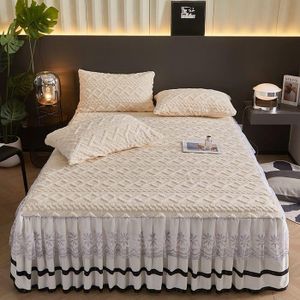 Quality Elegant 6x6 Cream  Bedspread Bed skirt Set with 2 Matching Pillowcases