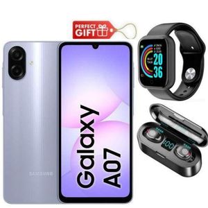 Samsung Galaxy A07, 6.7", 4GB RAM + 64GB RM (Dual SIM), 5000mAh, Light Violet + Smart Watch & F9 Earbuds