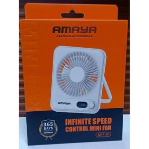 Amaya APF-01 Infinite Speed Control Mini Fan – Rechargeable Portable Desk & Handheld Fan with Digital Display