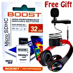 Boost 32 GB Micro SDHC Memory card // B39 Headphone // Lapel microphone 