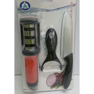 Knife Sharpeners Kitchen Scissors Screw Drivers Sharpener 3 Three Stages Sharpening Stone Diamond Edged+Fruit knife + Peeler