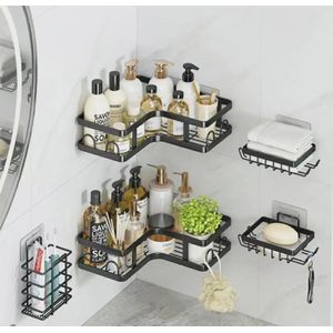 5in1 metallic bathroom shelf organizer shower caddy set