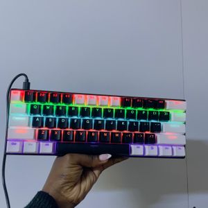 60% Mechanical Gaming Keyboard Ergonomic Durable Mini Black White Gaming Keyboard with RGB Backlight