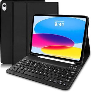 For iPad 11th (A16) 11-inch 2025 / 10th Generation Case with Keyboard 10.9 inch 2022, PU Leather Case with Magnetically Detachable Wireless Keyboard
