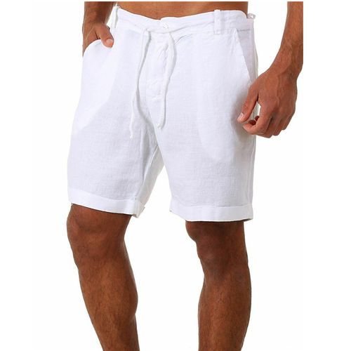 Fashion White Fashion Men s Linen Shorts Men Summer Cotton Beach Short Men New Wild Leisure Loose Solid Cargo Shorts WEF Best Price Online Jumia Kenya