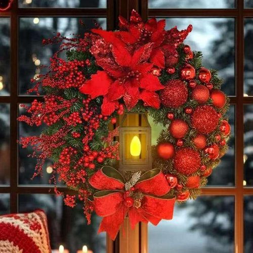 product_image_name-Generic-32cm Christmas Wreath with Lamp – LED Holiday Decorative Decor-1