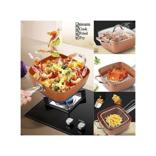 product_image_name-Generic-All-purpose Rectangular Non Stick Copper Pan Long Handle-1