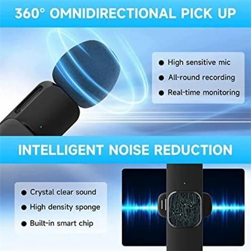 product_image_name-Generic-TECHMASTERS K9 Wireless Microphone 2.4GHz Professional Microphone (with clip) Compatible with Type-C devices (includes 2 microphones)-4