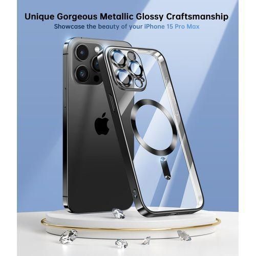 product_image_name-Generic-Black Electroplated Clear Case With Magnet, Compatible With Magsafe, Supports Wireless Charging, Case Cover for iPhone 14 Pro Max-2