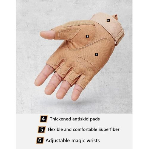 product_image_name-Generic-Half-Finger Protective Gloves with Knuckle Guard - Microfibre Sports Gloves for Cycling, Riding, Training & Outdoor Activities – Black (Pair)-3