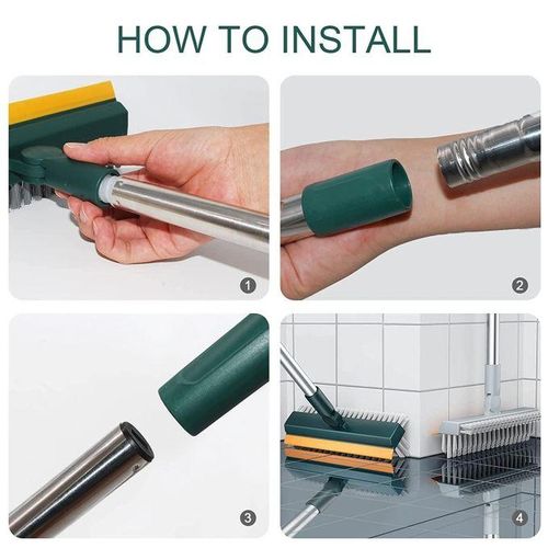 product_image_name-Generic-Hot Sale 3 in 1 Stainless Steel Bathroom Cleaning Brush with Wiper - Long Handle, 120° Rotate for Tiles, Floor Scrub, Mop Accessories for Kitchen & Bathroom, MULTICOLOR-8