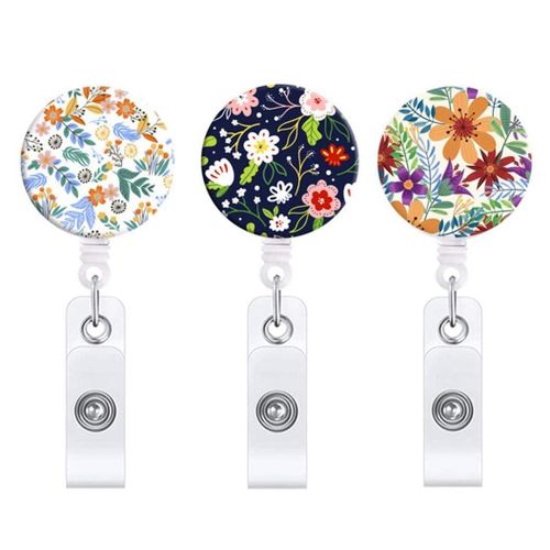 Generic 3PCS Badge Reels Retractable Flower Badge Holder with