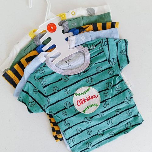 product_image_name-Generic-Trendy Assorted Color 5Pcs Newborn Baby Boy Short Sleeve Animated T-Shirts-1