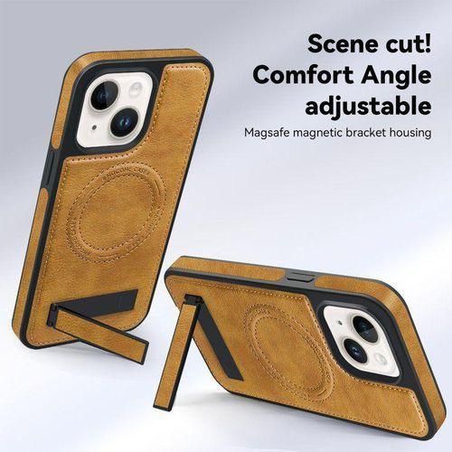 product_image_name-Generic-Brown Magnetic Soft PU Leather Case with Wireless Charging, MagSafe Shockproof Phone Cover for iPhone 15-2