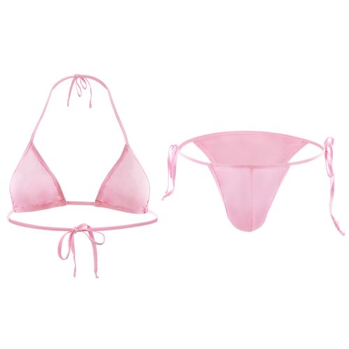 Sissy Silky Pink Satin Bra Panties Set Top Knickers Mens Lingerie