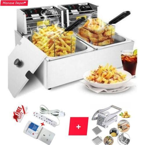 product_image_name-Generic-WNGREAT 6L+6L Double Electric Chips Deep Fryer Machine+FREE CHIPS SLICER+FRIDGE GUARD+EXTENSION-1