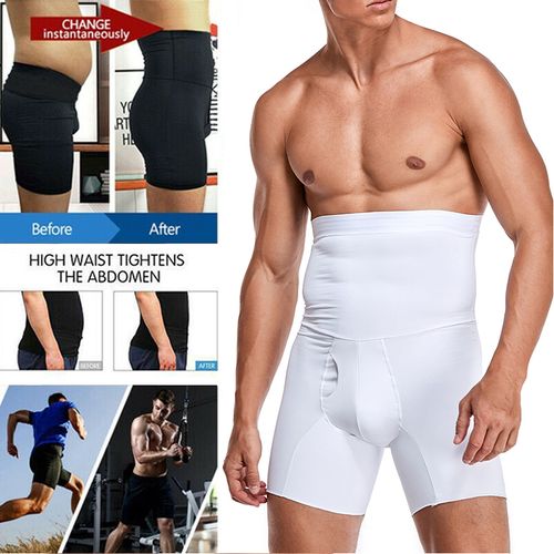 Generic Men Body Shaper Waist Trainer Compression Shorts Tummy Control High  Waist Boxer Modeling Shapewear Boxer Briefs Open Crotch Pant(#White) @ Best  Price Online
