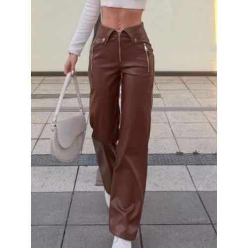 Casual Fall Outfits With Brown Leather Pants