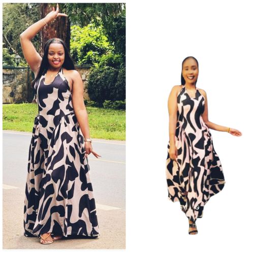 Fashion Elegant, Stylish Maxi Dress (Comfortable and All-Occasion Styled)-  Multicolored Black and Beige @ Best Price Online | Jumia Kenya