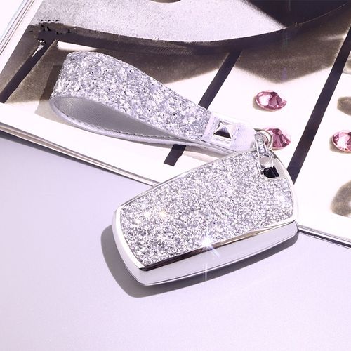 Rhinestone Decor Keychain & Car Key Case Compatible With BMW