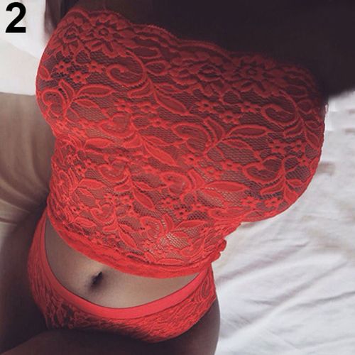 Fashion Women Sexy Lace Push Up Corset + Briefs Sleepwear Set-Red @ Best  Price Online