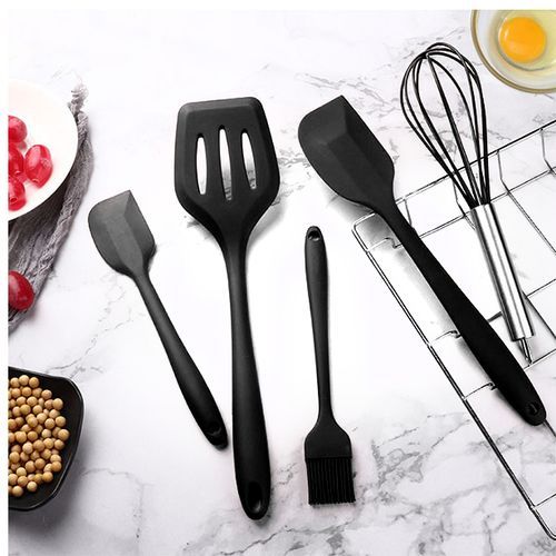 High-Quality Silicone Whisk Set: 5pcs Mini Whisks for Cooking - Black