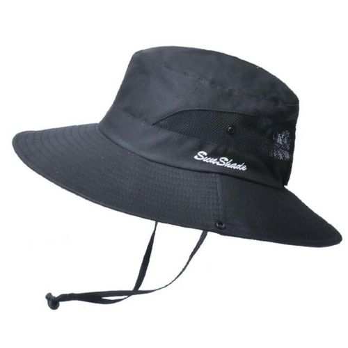 Generic Unisex Summer black wide brim bucket hat outdoor UV