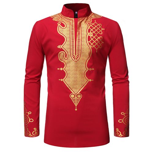 Fashion Mens Long Sleeve Shirts Traditional Culture Shirt-Red @ Best ...