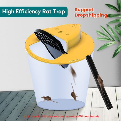 Humane Bucket Lid Mouse Trap Rat Catcher Reusable Slide Mouse Trap