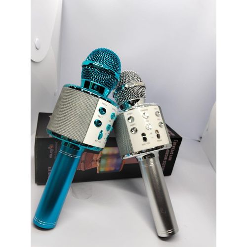 product_image_name-Generic-Kids Bluetooth Microphone In Silver – Rechargeable Karaoke Singing Mic With Voice Effects And Light Display-3