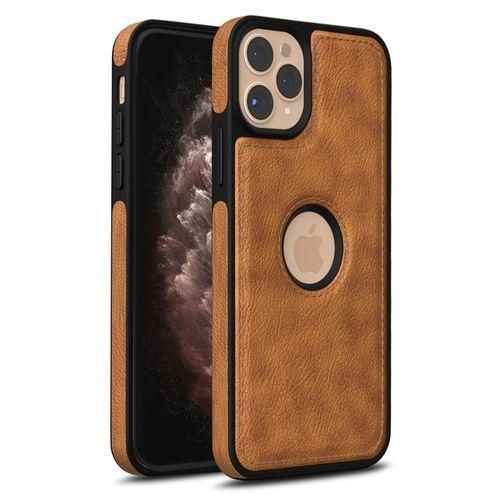 product_image_name-Generic-iPhone 11 Pro Brown Full Hard Case Classic Soft PU Leather Cover Case, Protective Phone Case-1