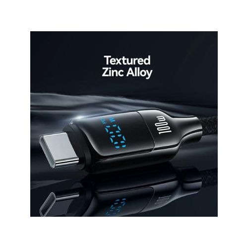 product_image_name-Usams-SJ742 100W Type-C to Type-C Fast Charging Cable, 1.2m Zinc Alloy Charging Cable with LED Display for Fast Charging and Data Sync-2