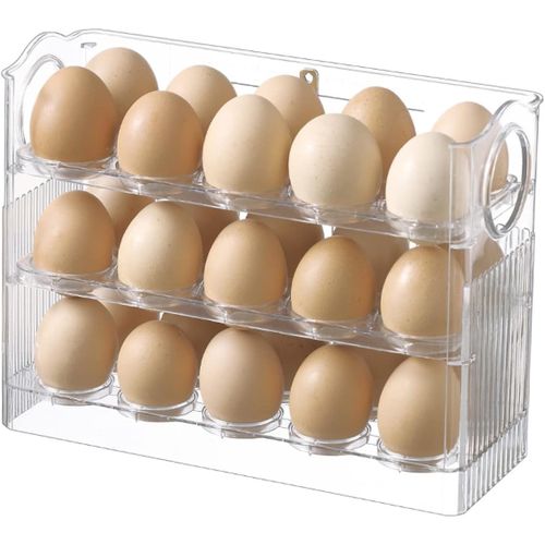 30 Grid Egg Holder Rotating 3 Tiers Fridge Eggs Organizer Space