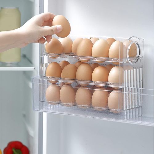 30 Grid Egg Holder Rotating 3 Tiers Fridge Eggs Organizer Space