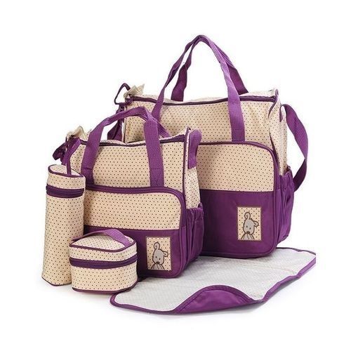 Bear Club 5 Piece - Diaper Bag, Large Capacity And Stylish-Purple ...