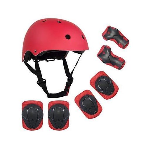 product_image_name-Generic-7pcs Red Cycling Hard Protective Helmet and 6pcs Protective Guards-2