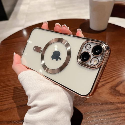 product_image_name-Generic-iPhone 15 Phone Case, Gold Electroplated Clear Case with Magnet for Magsafe & Wireless Charging Support for Second Device-3