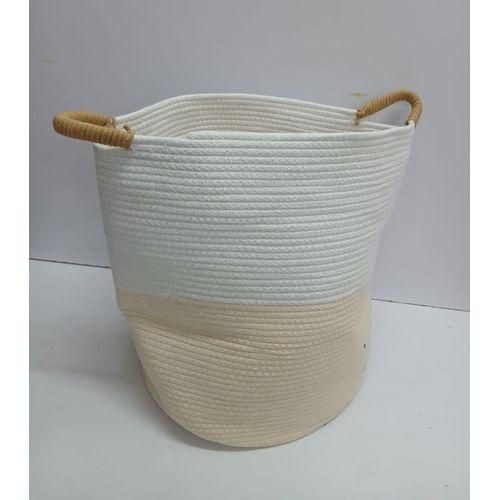 product_image_name-Generic-BIG LAUNDRY BASKET COTTON WOOVEN ROPE STORAGE HAMPER WITH ROPES-2