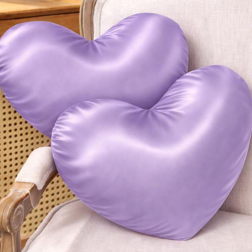 product_image_name-Generic-2pcs Heart pattern satin Fibre filled Throw Pillows-Light Purple-1
