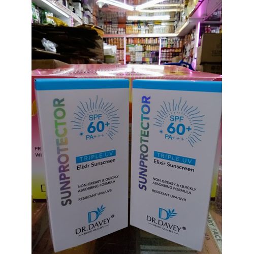 product_image_name-dr davey-Sun Protector Tripple UV Elixir Sunscreen SPF 60+ PA+++ Non Greasy UVA/UVB Resistent 100ml-1