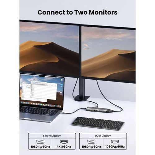 product_image_name-Ugreen-CM639 11-in-1 USB-C Docking Adapter, HDMI, VGA, Gigabit LAN, USB-C 3.2, Card Reader & Power Delivery (UG-45520)-5