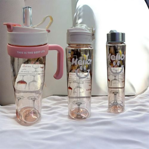 product_image_name-Generic-Assorted Water Bottle Set – 3 Piece (Glass & Plastic)-1