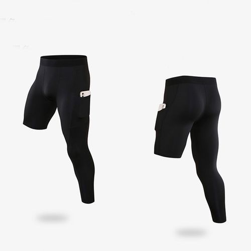  Men's Basketball Single Leg Tight Sports Pants 3/4 One