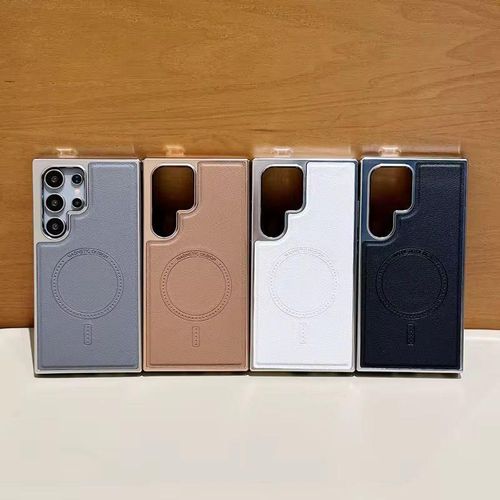 product_image_name-Generic-Premium Magnetic Leather Wallet Case with MagSafe for Samsung Galaxy S22 Ultra - Slim Genuine Leather Case with Shockproof Protection and MagSafe Compatibility-3