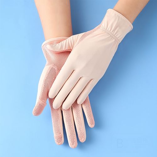 Fashion Women Gloves Summer Ladies Anti-UV Sunscreen Ice Silk Thin Gloves  Mesh Breathable Can Be Opened Fingertip Driving Gloves Pink B @ Best Price  Online